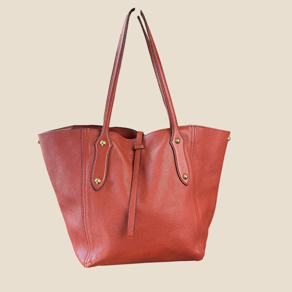 Annabel Ingall Isabella Tote Large Terracotta Pebbled Leather Excellent Winged